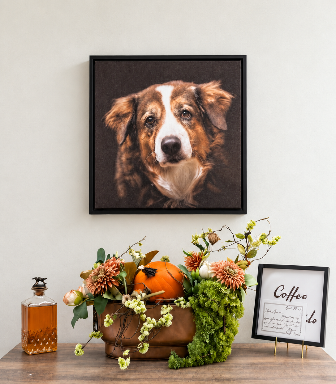 arreglo otoñal y retrato canino 2